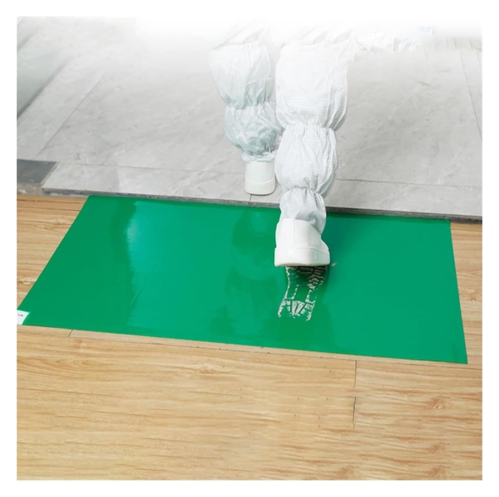Klebrige Matte, grüne Klebematte für Reinräume – 150 Blatt Selbstklebende Bodenmatte zum Auffangen von Schmutz, für Krankenhäuser, Labore, Baustellen und mehr (45 x 60 cm)