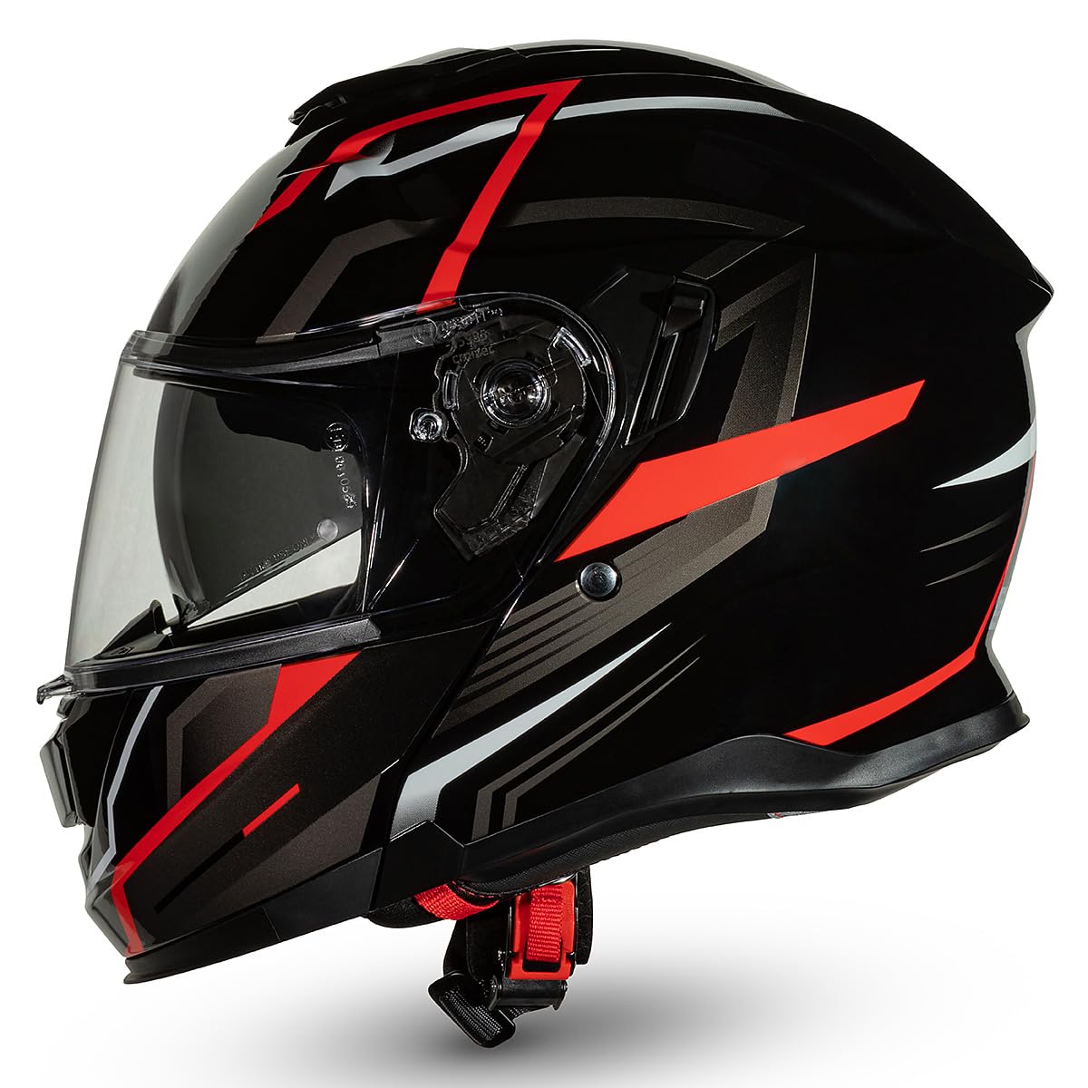 CRUIZER Casco moto modulare Omologato PRO Nero Rosso Opaco doppia visiera