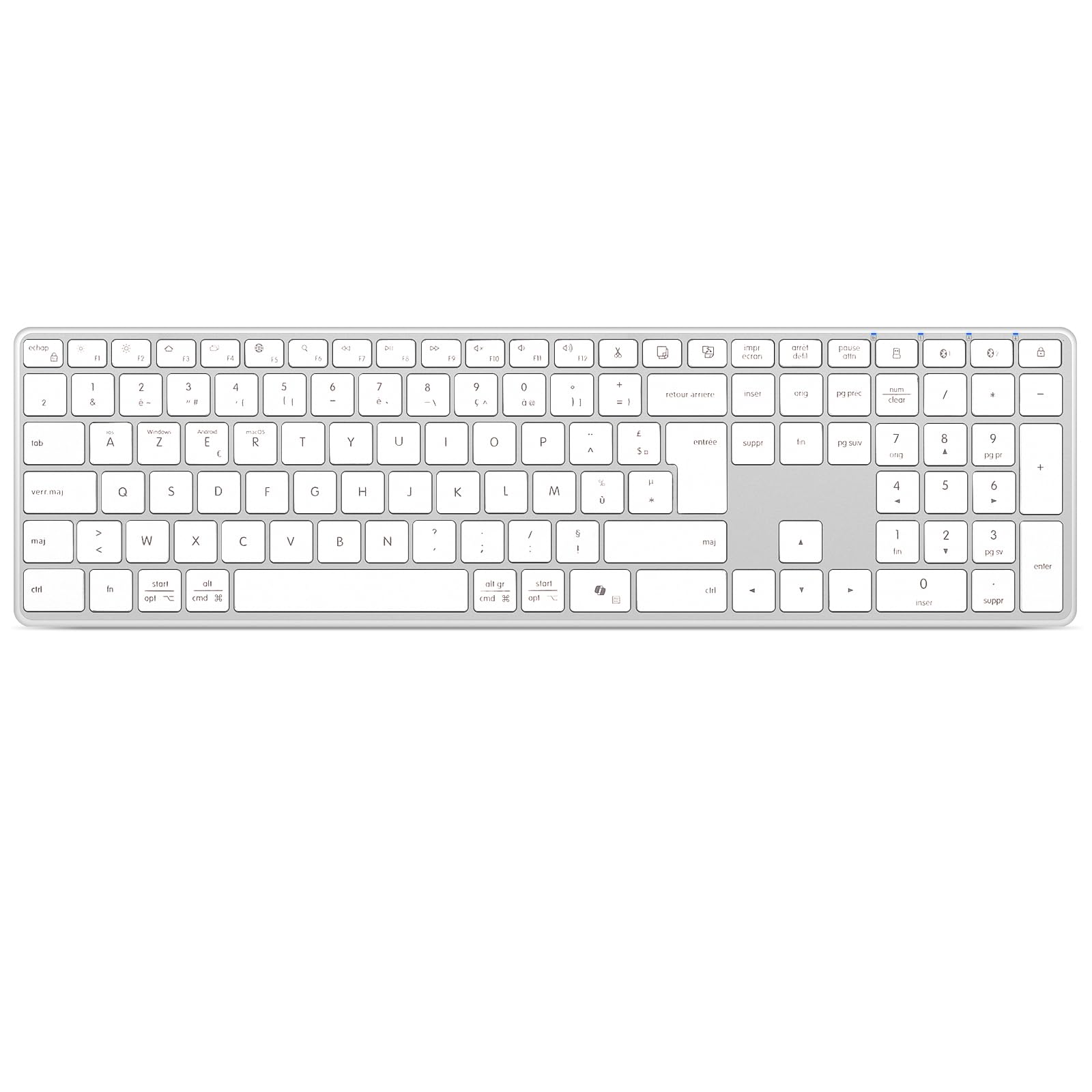 Tastiera Bluetooth senza fili in acciaio inox, a dimensione completa con tastierino digitale, multi-dispositivo, tasti silenziosi a profilo basso, doppia modalità 2.4G + Bluetooth per PC