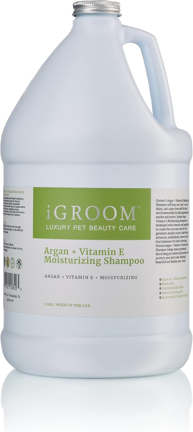 iGroom Argan+Vitamin E Dog Shampoo, Groom Like a Professional, Enhanced Cleaning Power, Recommended pH Balance, Made in USA, Gallon