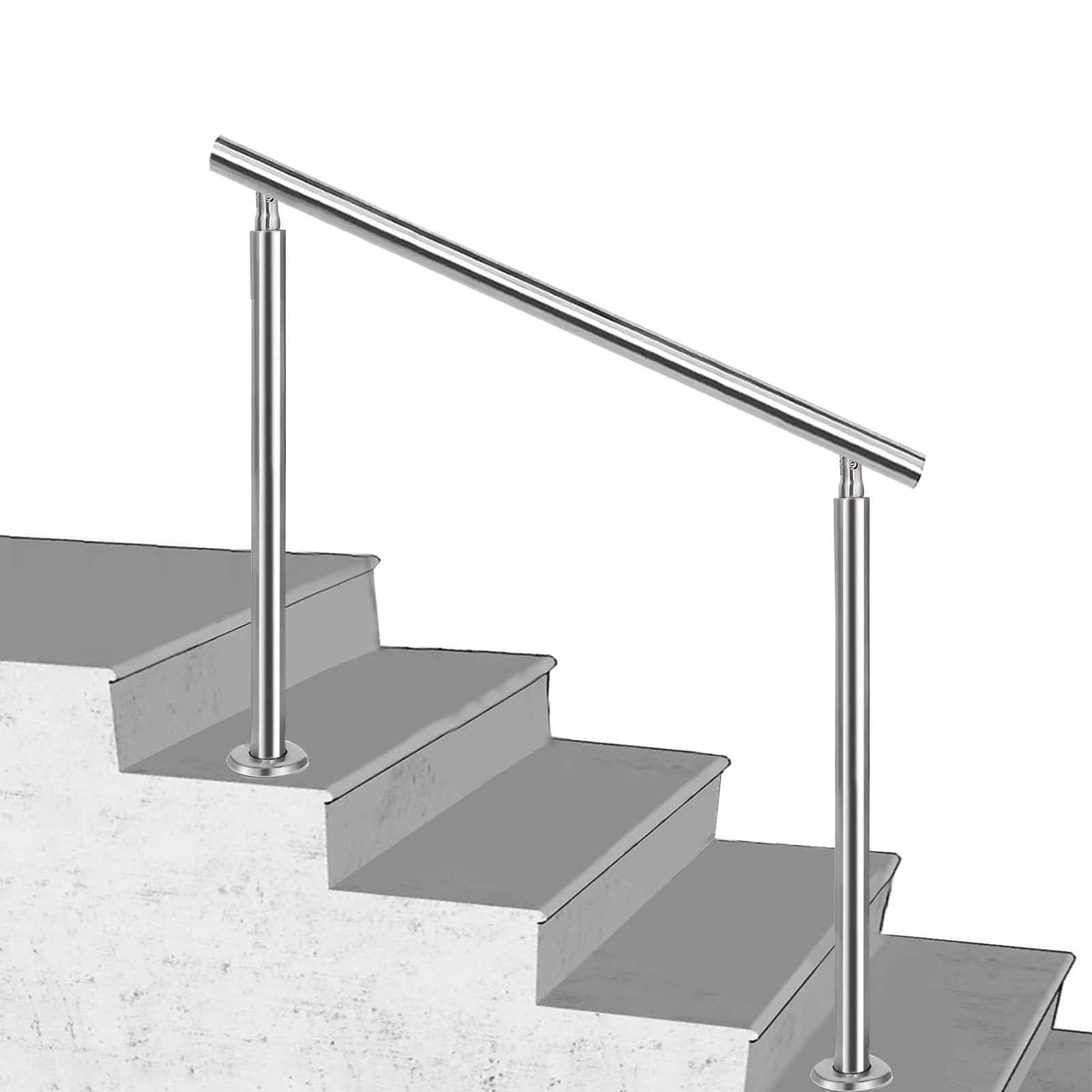 Escalier extérieur en acier inoxydable et béton design élégant à hauteur réglable 85-100 cm