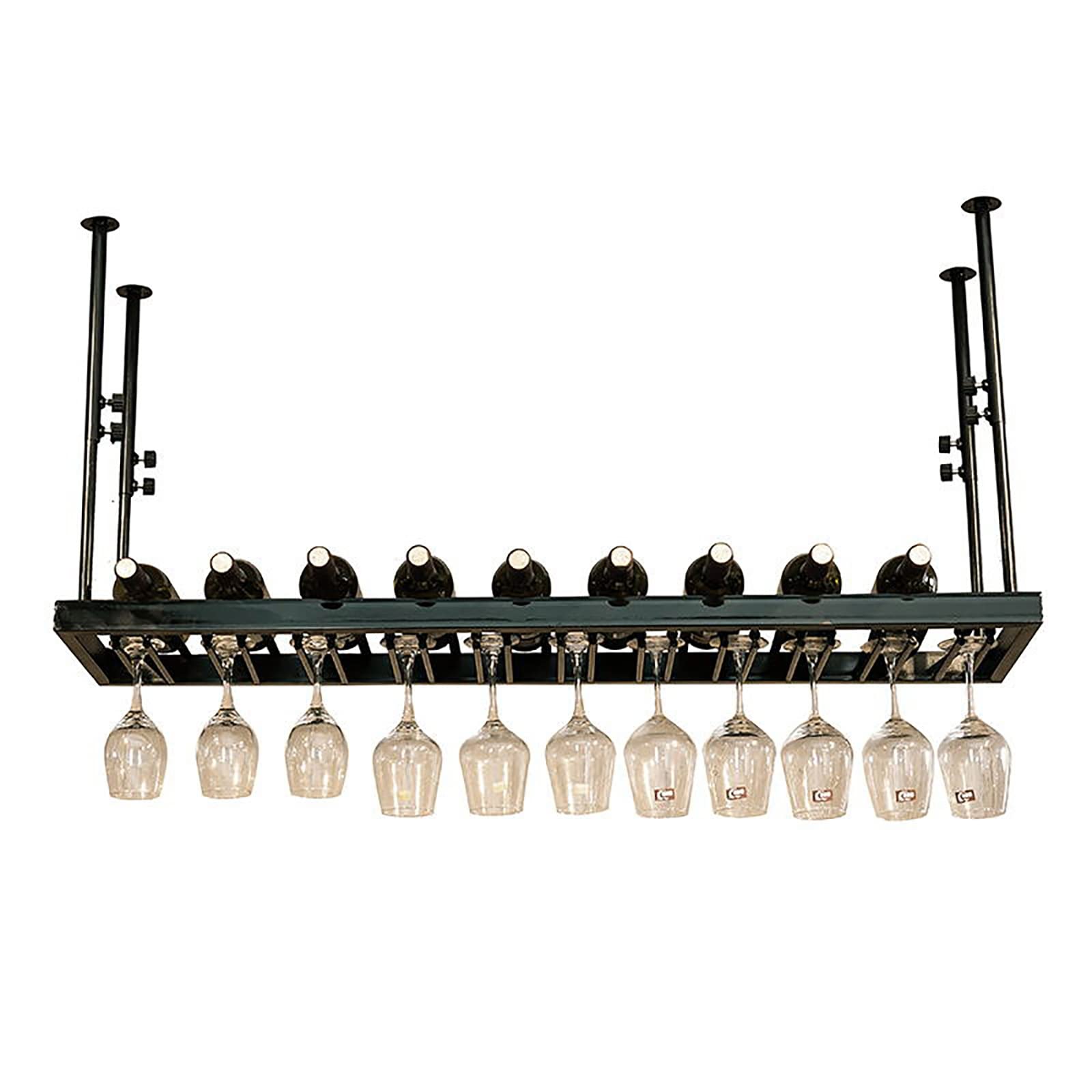 Casier à vin noir au plafond DASHADAO 60 cm réglable pour cuisine