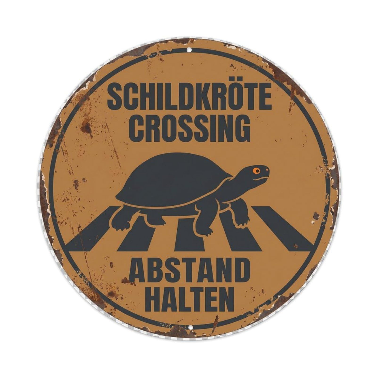 Metal Tin Sign Schildkrote Crossing Abstand Halten