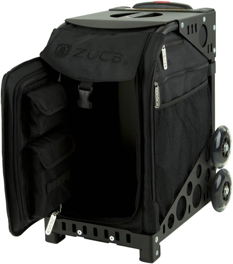 ZUCA Stealth Sport Insert Bag with Black Frame (Non-Flashing Wheels) and Special Set of 5 Packing Pouches + Toiletry Bag Bundle