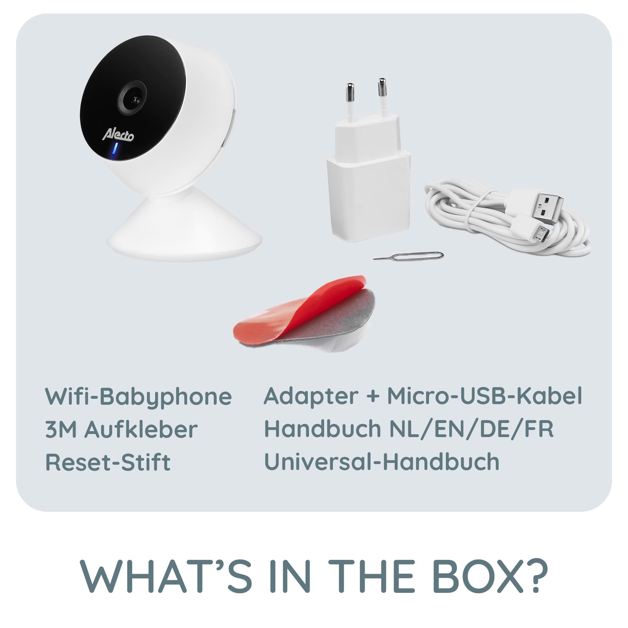 Alecto Smartbaby5 Babyphone mit Kamera - WLAN Babyphone mit Kamera - Gegensprechfunktion - Infrarot-Nachtsicht - Bewegungsmelder - App Steuerung - HD Auflösung - weiß