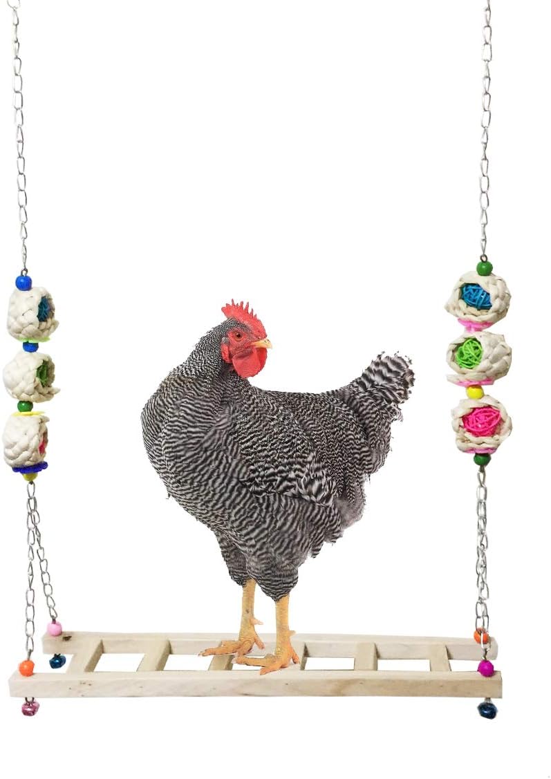 Vehomy Chicken Swing Chicken Perch Chicken Wood Ladder Stand Chicken Toy for Hens Handmade Chicken Coop Swing Toys for Chicks Rooster Hens