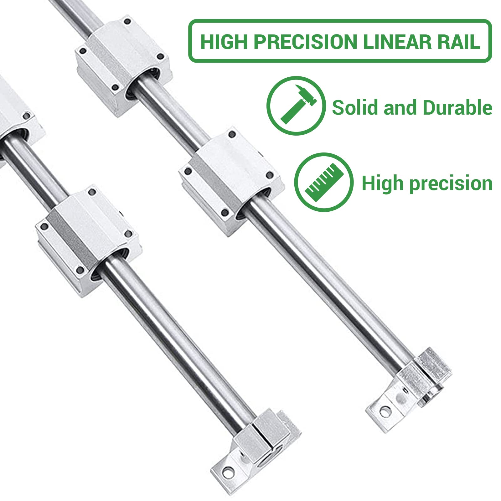 2PCS Linear Rail 500mm 12mm Dia Linear Motion Ball Bearing with Slide Bushing &500mm Linear Shaft Optical Axis with Rod Rail Support Set — Amazon image 5