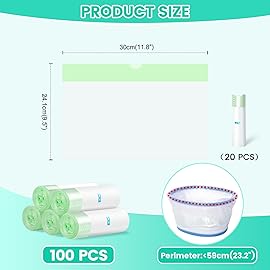 Orzbow 100 Counts Disposable Potty Liners with Drawstring for Toddler Travel Potty Refill Bags, Fit Most Potty Chairs (9.5 x 12.6\'\')