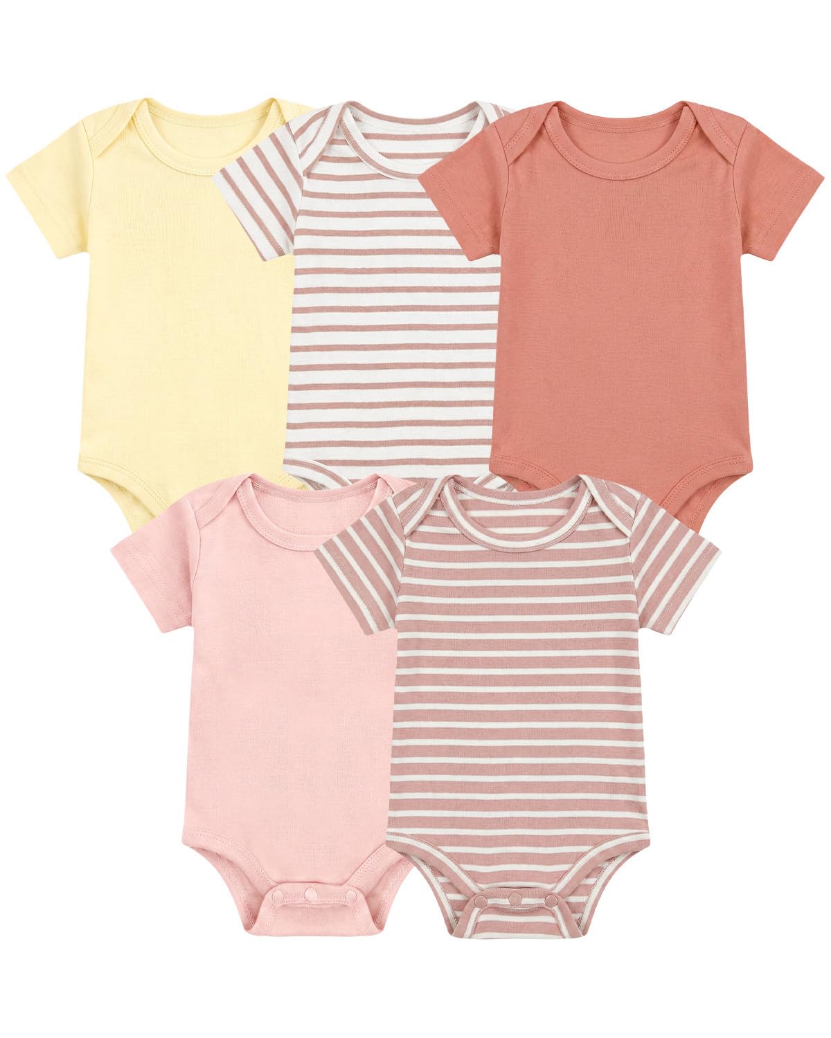 WYTbaby 5er-Pack Kurzarm Body Baby für Jungen Mädchen 100% Baumwolle Weich Atmungsaktiv Baby Kleidung Strampler Neugeborene bis 12 Monate