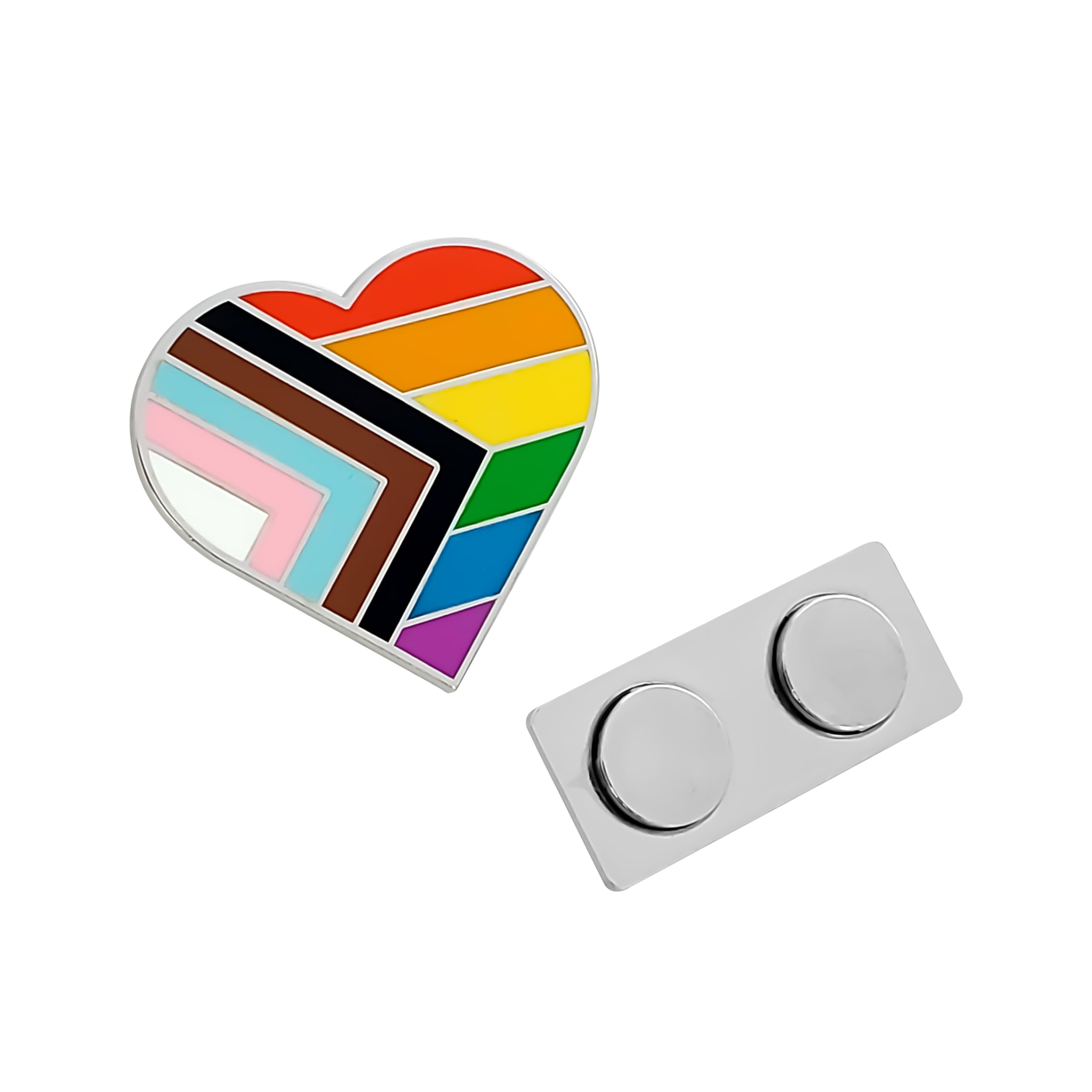 Heart Progressive Pride LGBTQ Rainbow Inclusive Intersexual Bisexual Valentine Enamel Lapel Pin with Strong Magnetic Backing for jacket, backpack,