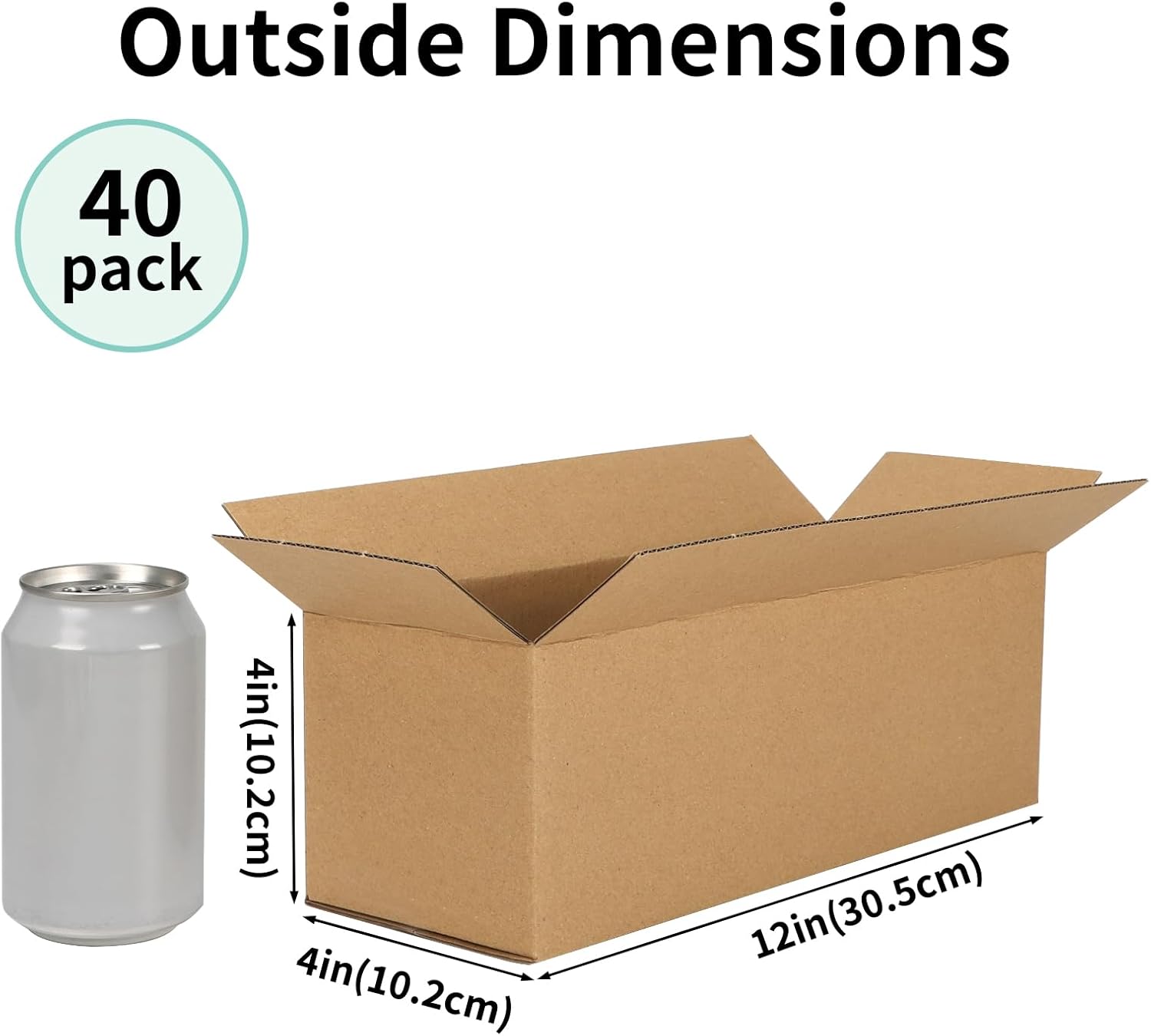 crugla 40 packs 12x4x4 shipping boxes for small business, corrugated cardboard boxes bulk for shipping packing mailing 12x4x4 inch brown