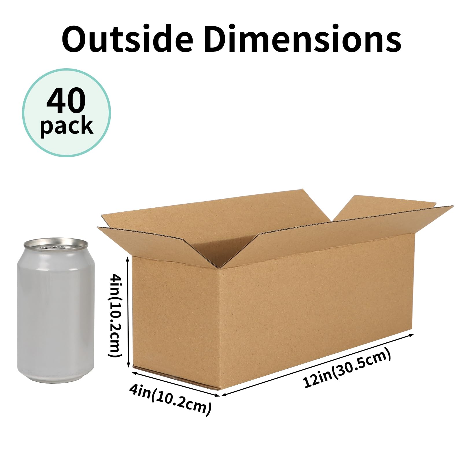 CRUGLA Lot de 40 boîtes d'expédition en carton ondulé pour petites entreprises 30,5 x 10,2 x 10,2 cm