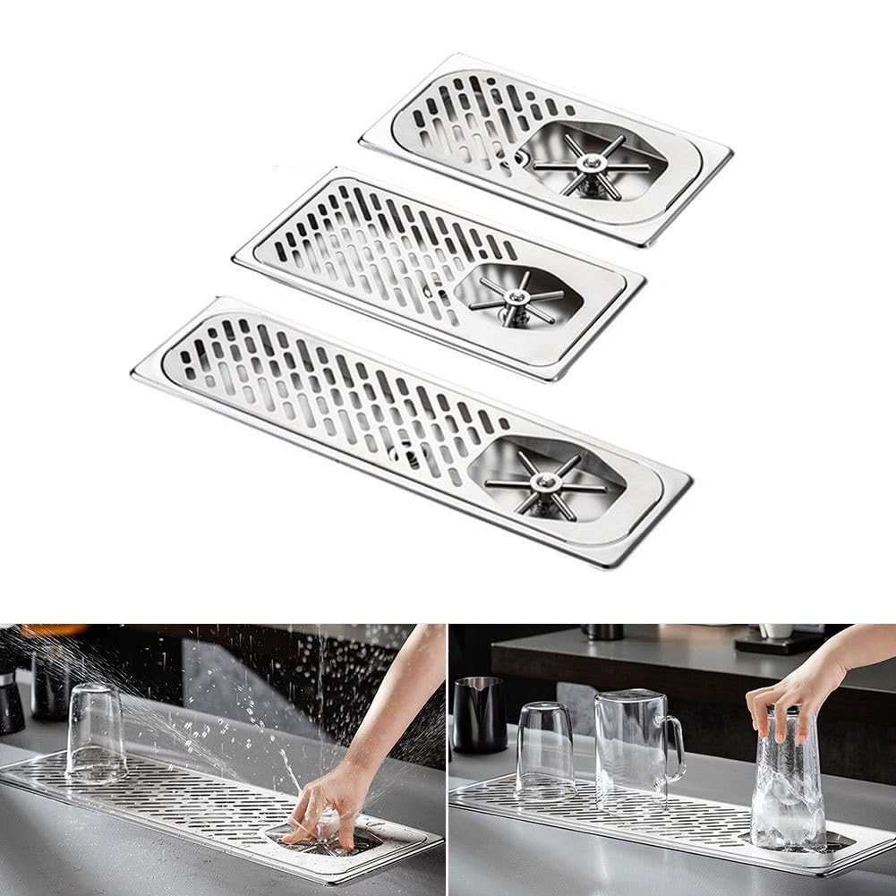 Lavavasos para profesional para acero Inoxidable Chorro Agua para fuerte para Bar Cafetería Bandeja Recogida Utensilio Tamaño Medio(Slim)