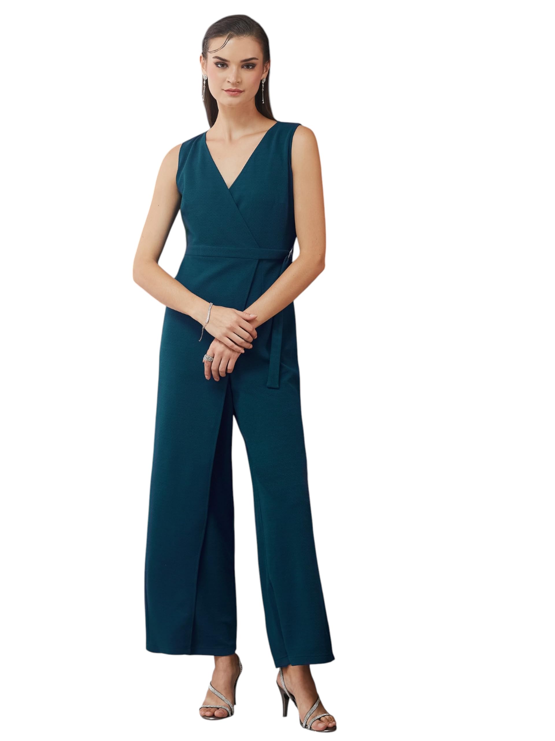 miss chase Women's V-Neck Sleeveless Wrap Regular-Length Polyester Jumpsuit-picture-37