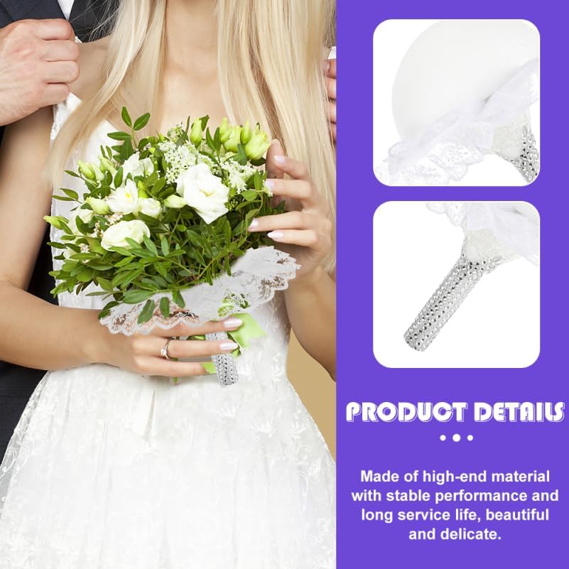 NUOBESTY Bridal Bouquet Holders 2-Pack Wedding Bouquet Holder Foam Handles 9.05 X 9.05 X 8.26 in DIY Bridal Flower Holder with Lace Design for Bride Bouquets Wedding Showers Engagement Parties image 5