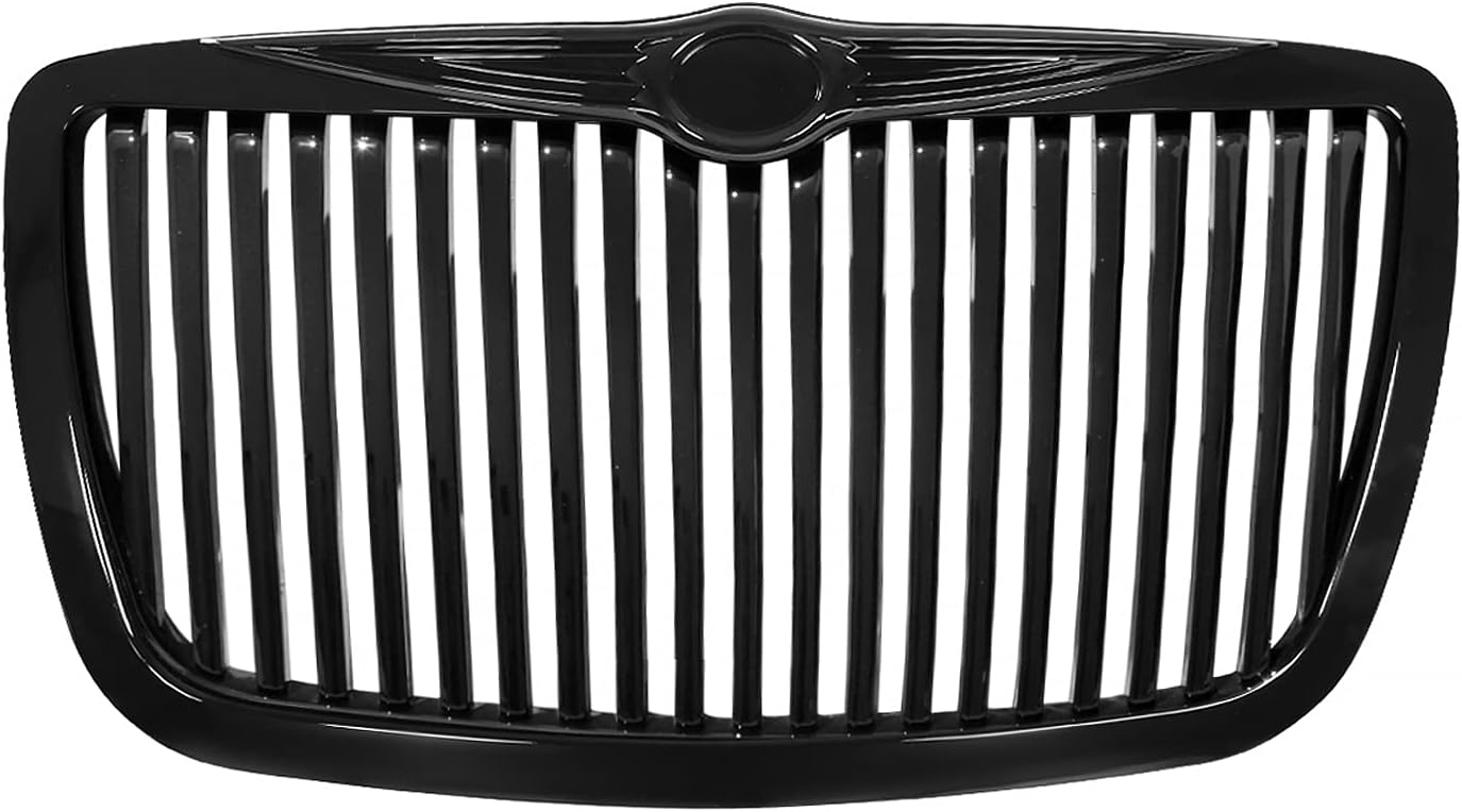 Spec-D Tuning Vertical Front Grill Hood Grille Black Compatible with 2005-2010 Chrysler 300 300C