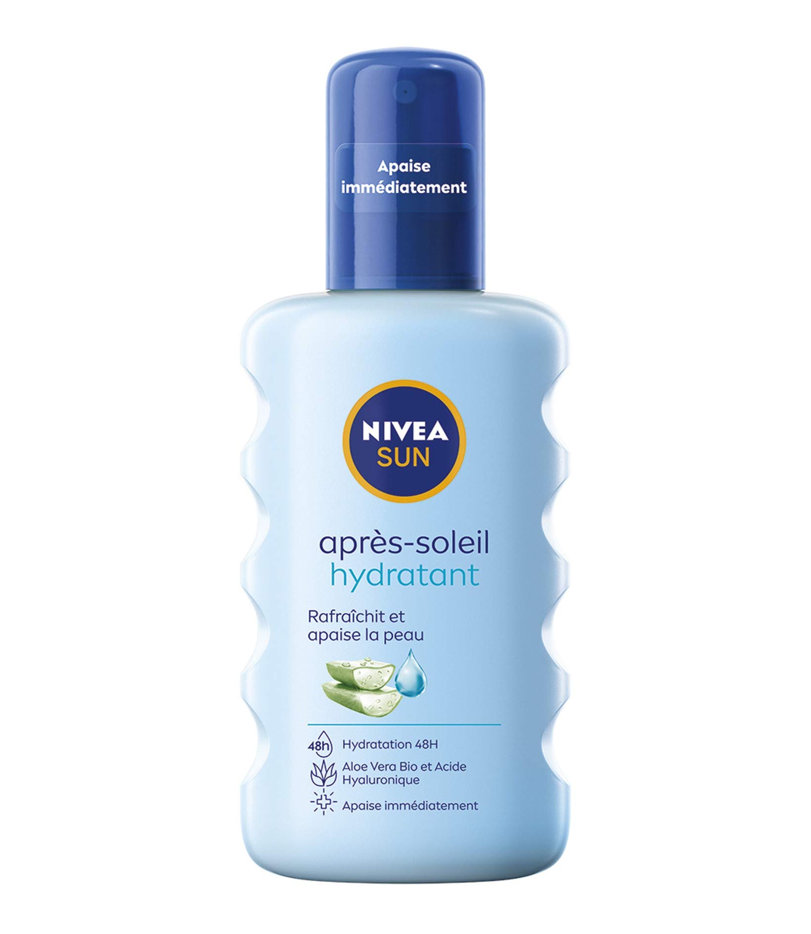 NIVEA SUN Nawilżający spray po opalaniu (1 x 200 ml), organiczny spray nawilżający do ciała z aloesem zapewniający intensywne i długotrwałe nawilżenie