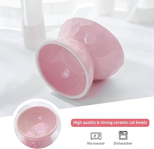 Miniatura 5 de OMAYKEY Cuencos elevados de cerámica para gatos, cuencos elevados inclinados para comida y agua, plato para mascotas para gatos y perros pequeños,