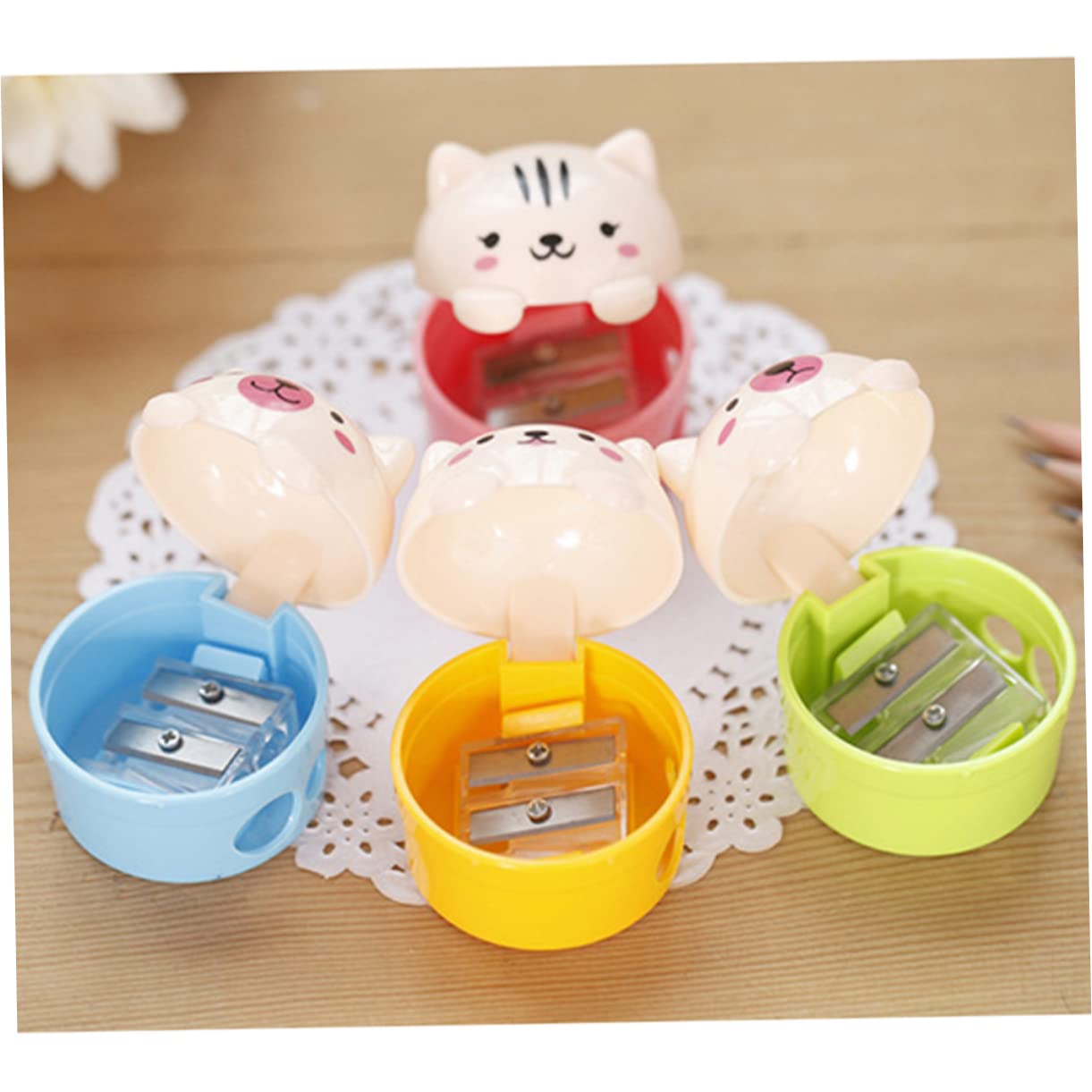 NUOBESTY Stück/Packung Buntstiftspitzer Buntstifte Spitzer Manueller Bleistiftspitzer Kunststoff-Bleistiftspitzer Mit Hülle Kinder- Stiftspitzer