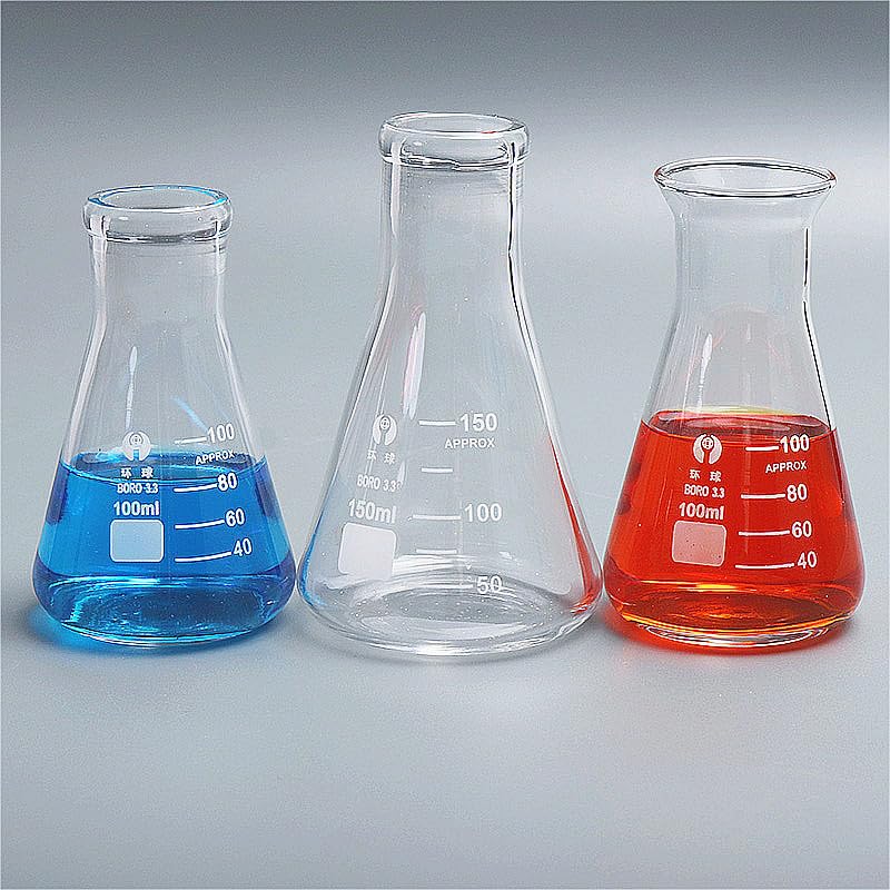 2er Set Erlenmeyerkolben aus Borosilikatglas Graduierte Konische Messkolben Weithals Labor Glasware 50–5000ml(Straight mouth 5000ml)