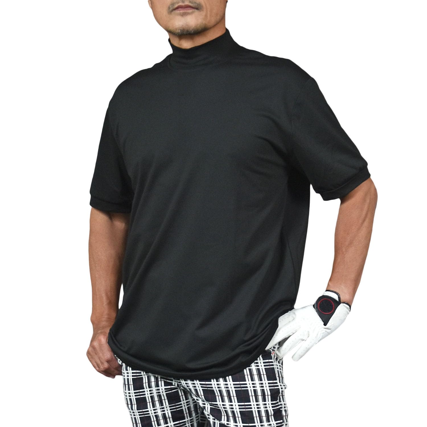 新品】レザレクション ゴルフ 半袖 モックネック 黒 メンズXLサイズ