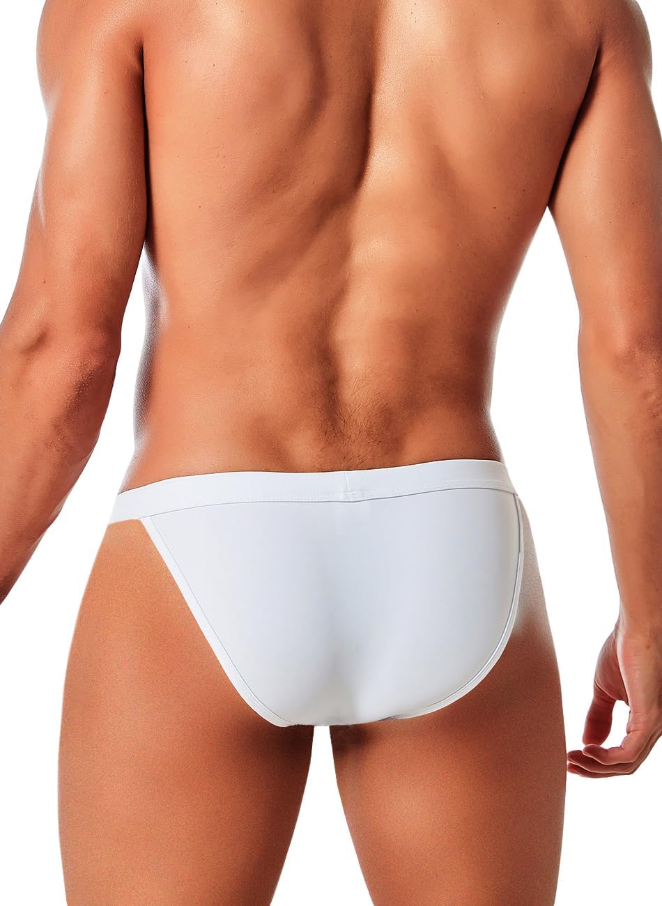 MIZOK Men's Sexy Solid Swim Bikini Swimsuit Quick Dry Metal Buckle Ring Swimwear - Image 6