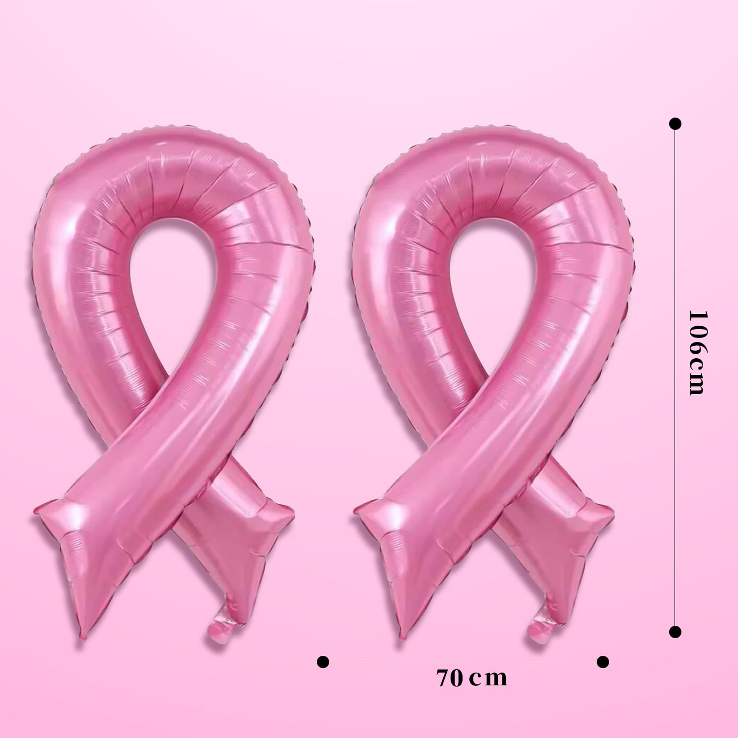Lezevn 10pcs Breast Cancer Awareness Balloons Decoration Pink Ribbon Foil Balloons for Charity Fundraising Events - Image 2