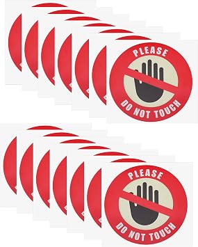 EMSea 15PCS Do Not Touch Sticker Diameter 6 Inches Round Vinyl Stickers Warning Sign for Walls Cars Trucks Bumpers Glass Factories Construction Sites