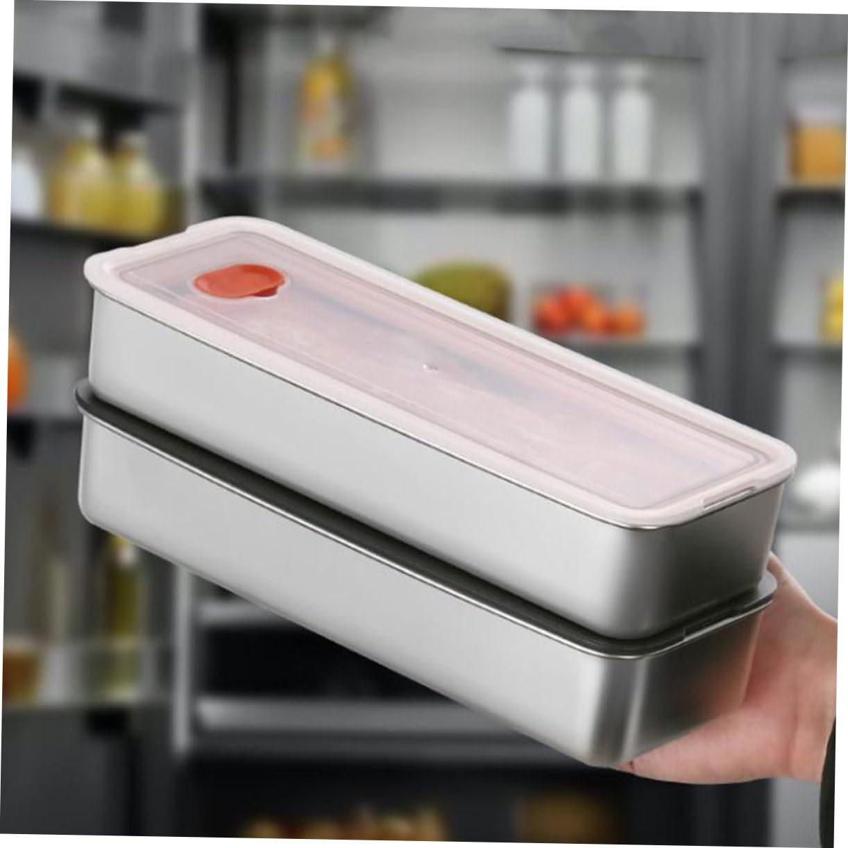 Amosfun 3pezzi Contenitore Per Inossidabile Con Coperchio Ermetico Scatola Salva Pancetta Per Frigorifero Per Conservare Formaggio e Di Mare