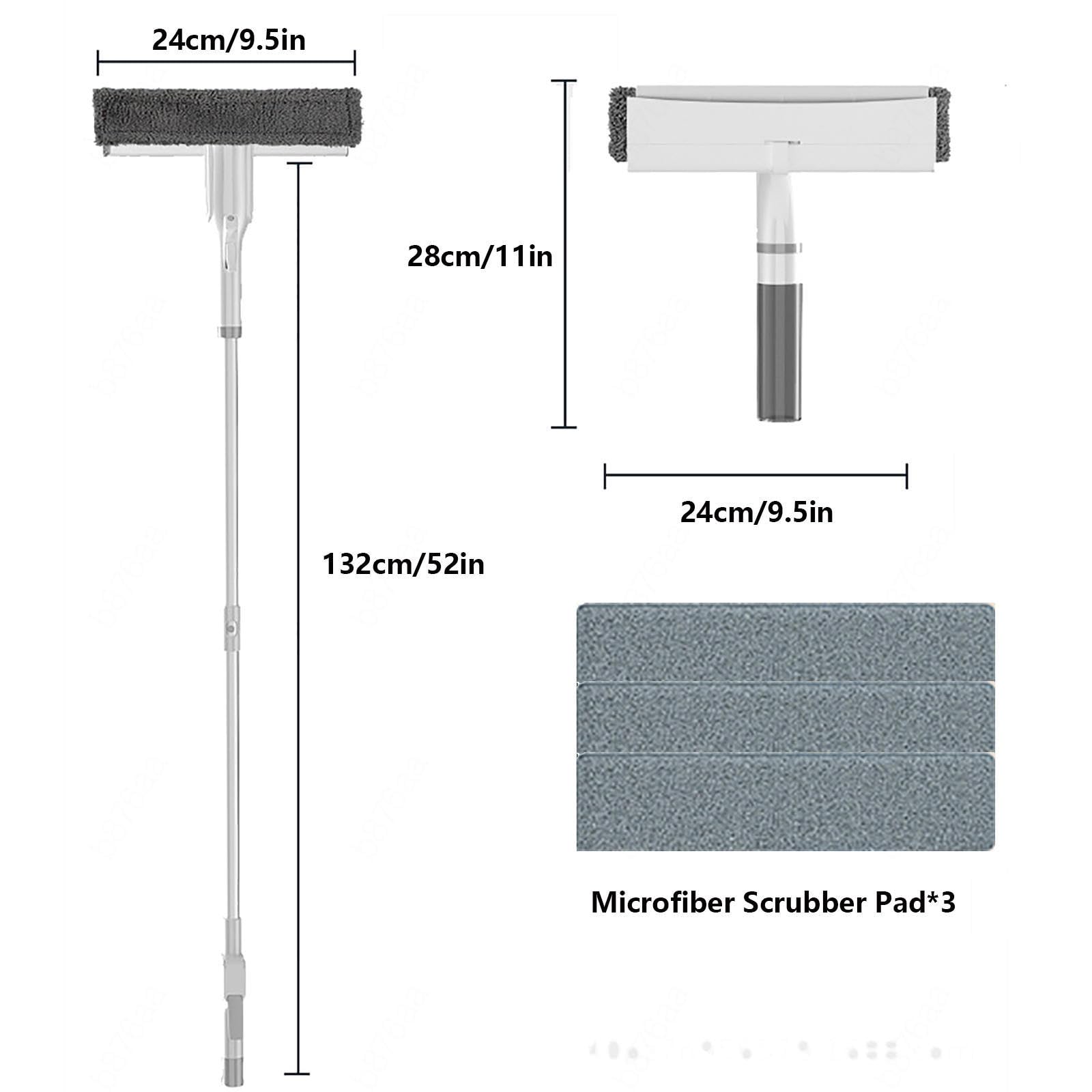 4 en 1 Spray Limpiador De Cristales con Colector De Aguas Residuales Y 3 Paños Microfibra, Limpiador Cristales con Varilla De Extensión para Baños,Ventanas,Espejos