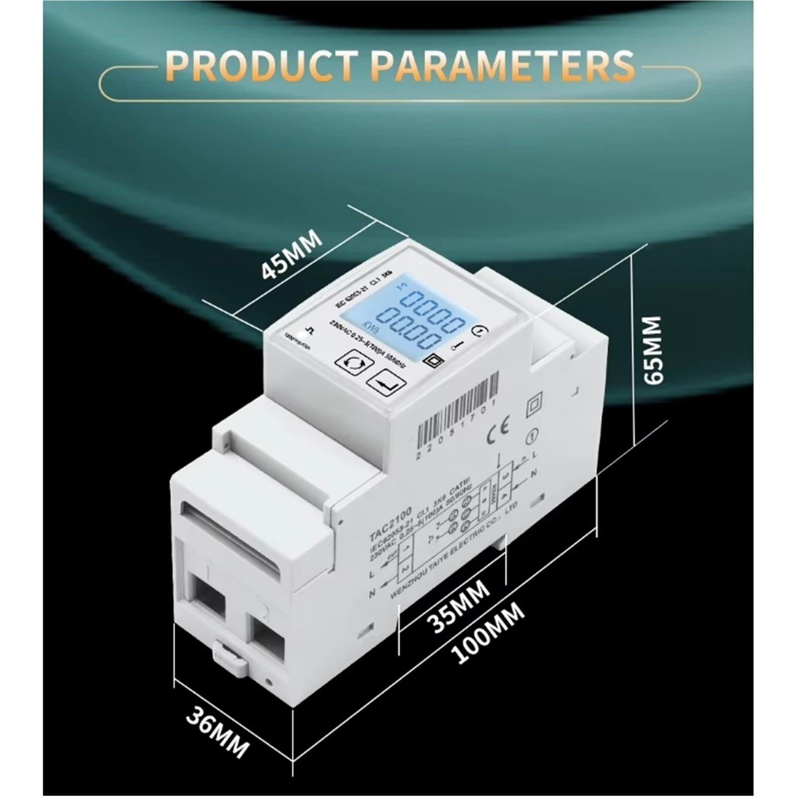 Misuratore multifunzione Contatore di Energia Monofase 100A 230V Con RS485 | Uscita a impulsi 1000imp/Kwh for contatore di energia solare fotovoltaico SCADA