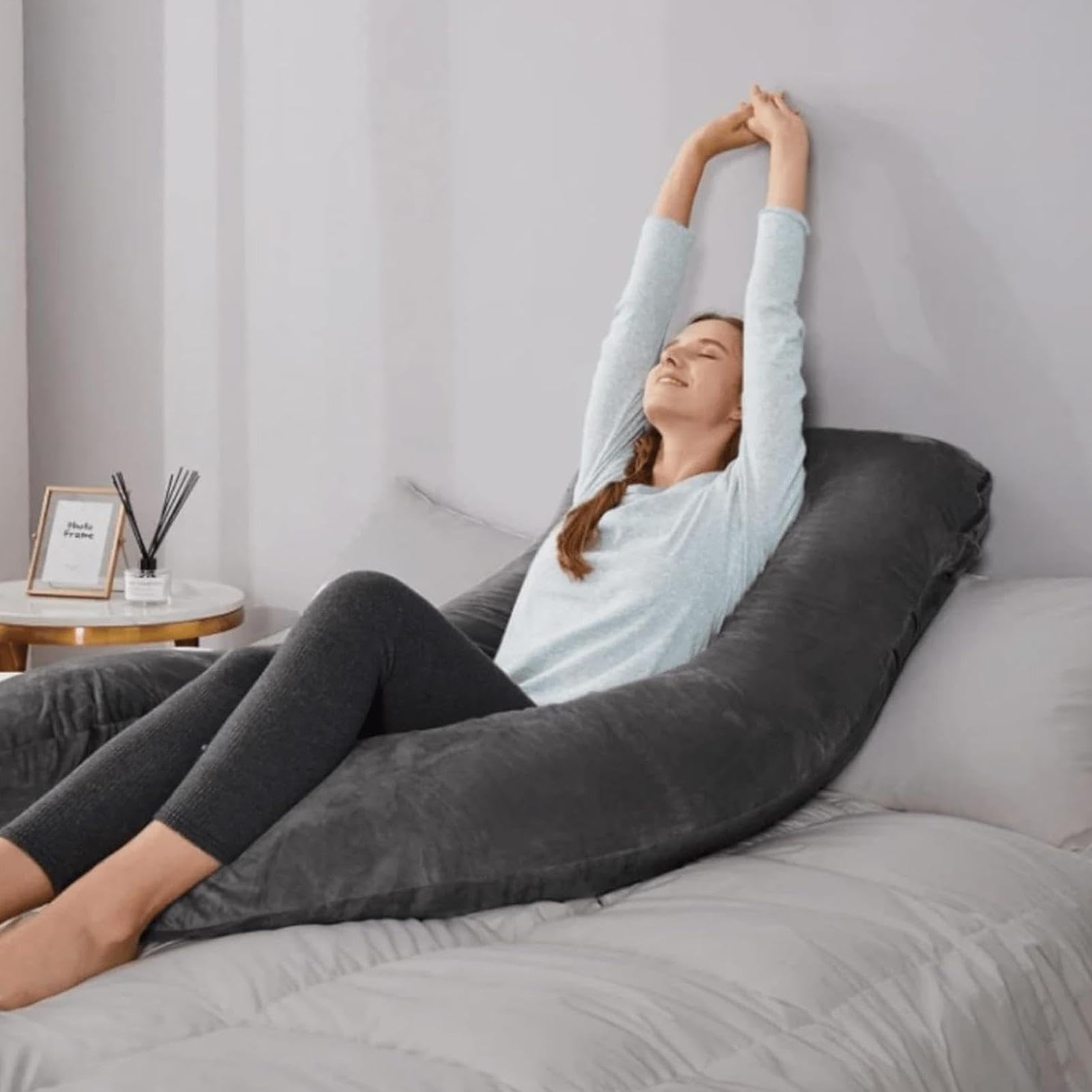 Almohada de cuerpo entero: almohada de maternidad en forma de U | soporte suave para cuello, brazos, abdomen, piernas | Aplicación flexible de cuerpo entero para adultos, cómoda noche de rela