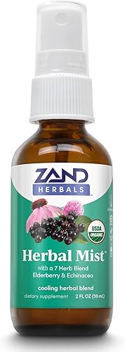 ZAND Herbals Herbal Mist - Spray refrescante para la garganta con mezcla de 7 hierbas – saúco orgánico, equinácea, raíz de regaliz, menta, salvia y