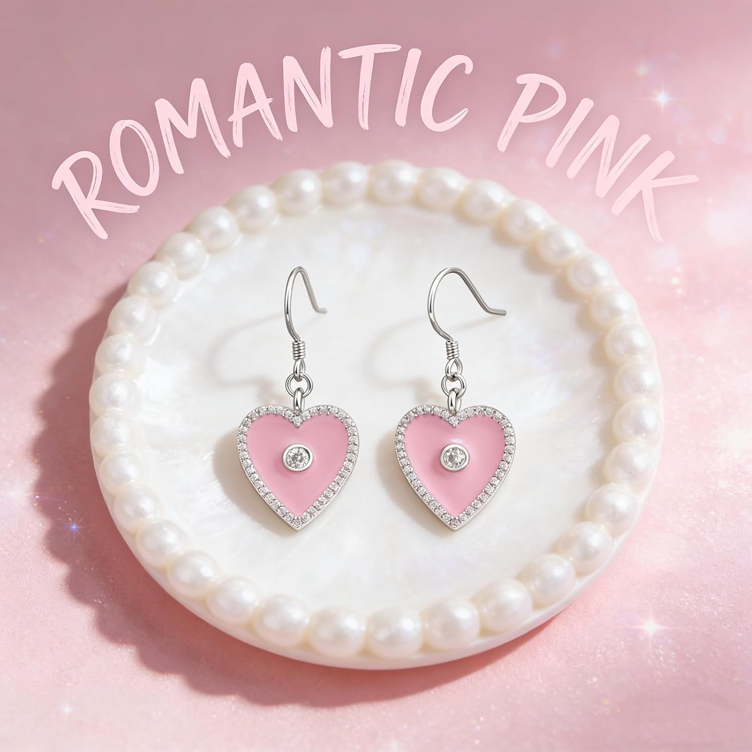 S925 Sterling Silver Enamel Heart Earring for Female Red Navy Blue Heart Drop Earring Jewelry Valentine's Day Gift for Women - Image 5