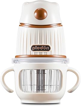 Baby Food Maker, 10oz Glass Baby Puree Blender with Cup Sleeve for Fruit,Vegatable&Meat, 316 Stainless Steel 8-Blade Mini Baby Food Processor with Brush,Strainer Plate&Spatula, White 35000RPM