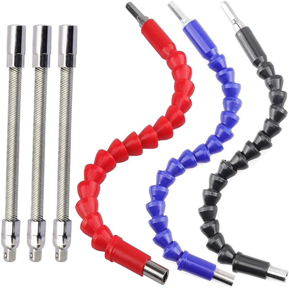 Flexible Drill Bit Extension Kits, DaKuan Fabulous 6 Pcs Flexible Socket Extension Cable and Screwdriver Soft Shafts Set, Universal Drill Connectors, Flex Bar Tools