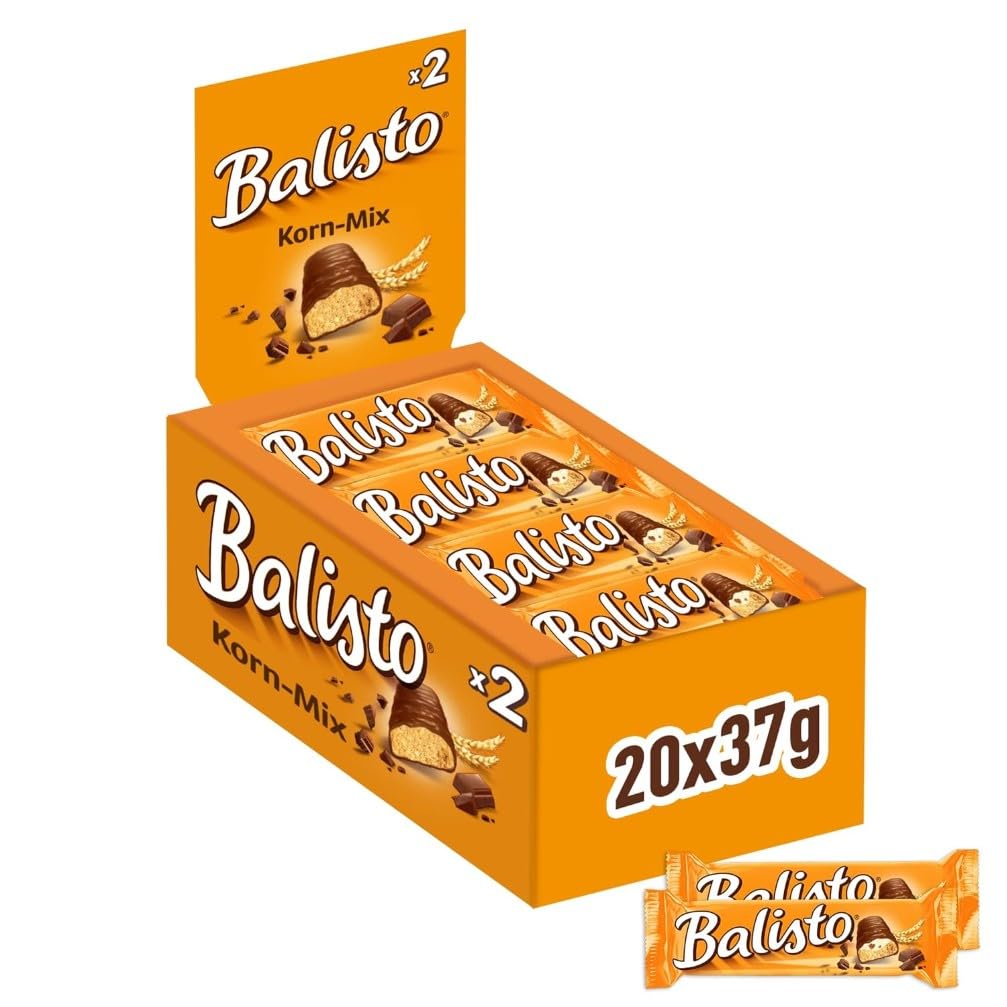 Balisto Schokoladen Großpackung, Korn-Mix, Getreide Schokoriegel, 20 x 37g, Schokolade, Müsliriegel, Schoko Großpackung (740g)