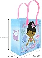 Vista 5 de TINYMILLS Paquete de 12 bolsas de regalo de Sirenita arcoíris con asas para fiesta de cumpleaños de sirenita