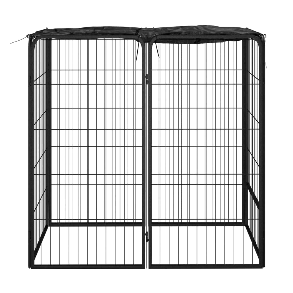 vidaXL Box Cani a 6 Pannelli Nero 50x100cm Acciaio Verniciato Polvere