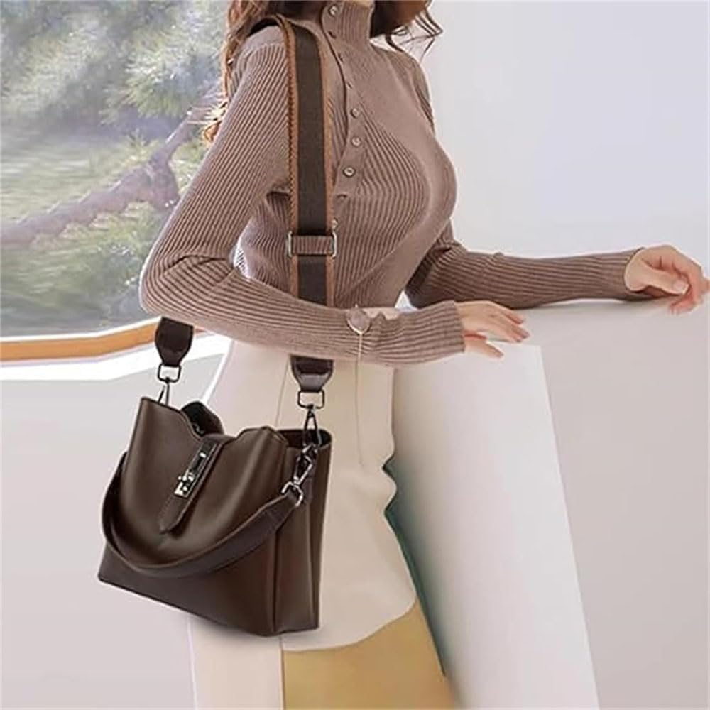 Damska Torba Typu Worek, Regulowany Design Z Trzema Paskami, Retro I Duża Pojemność, Uniwersalna Torba Na Wiele Okazji, Nowa Torba Na Ramię Z 2025 R (Brown)