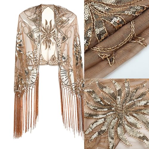 Fringed Shoulder Wrap With Sequins Stylish Party Shawl Glitters Scarf For Theme Event Weddings And Stage Performances2