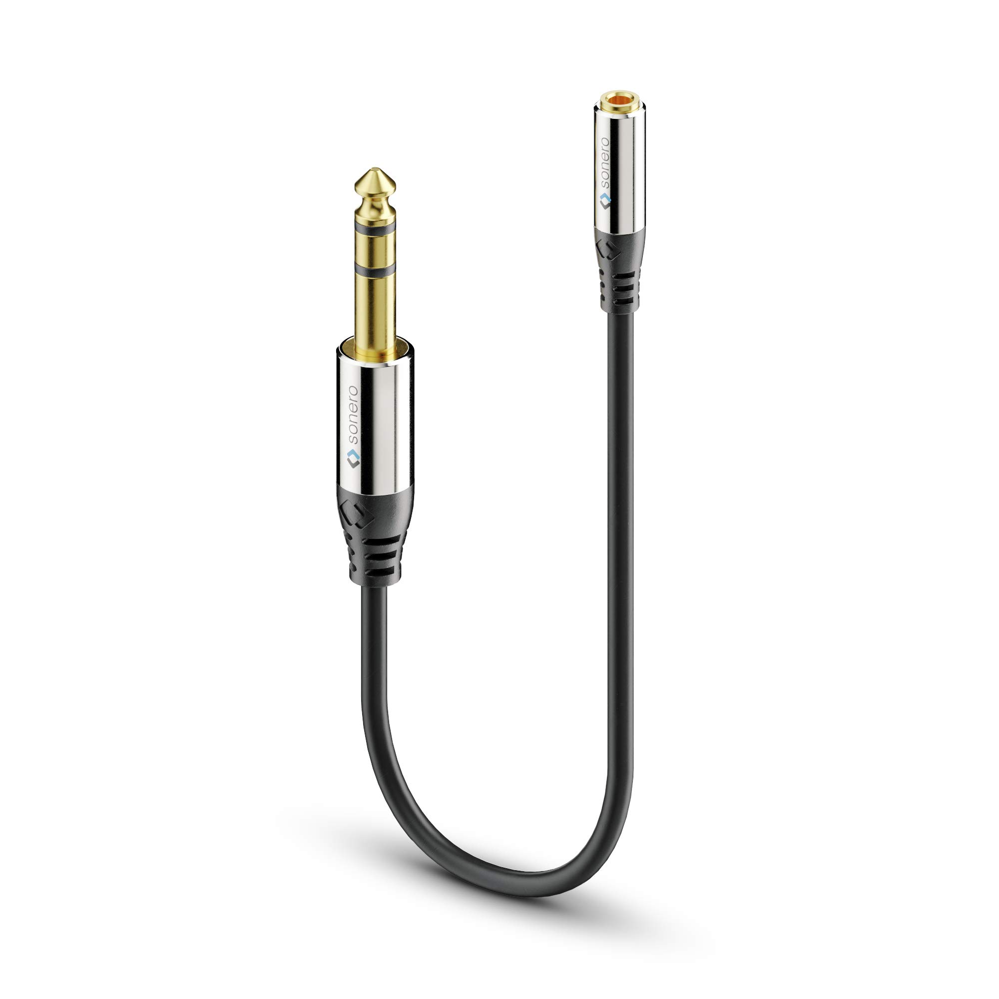 Sonero Adapter do słuchawek premium, 0,20 m, wtyczka jack 6,3 mm na gniazdo jack 3,5 mm, czarny, S-ACA006