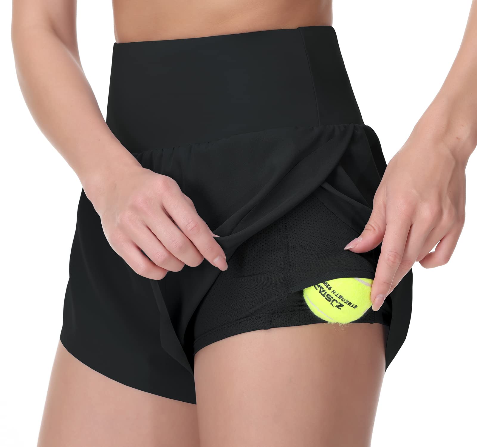 Dragon FitWomen’s High Waist Running Shorts Quick Dry Gym Workout Slit Shorts with Mesh Liner Zipper Pockets Athletic Shorts