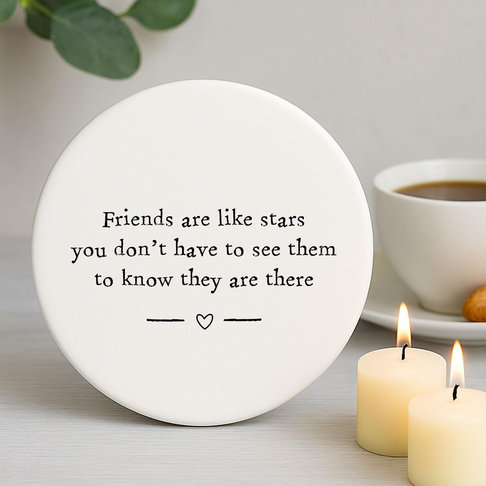 Porcelain Round Coaster 'Friends Are Like Stars..' | Keepsake Friendship Gift