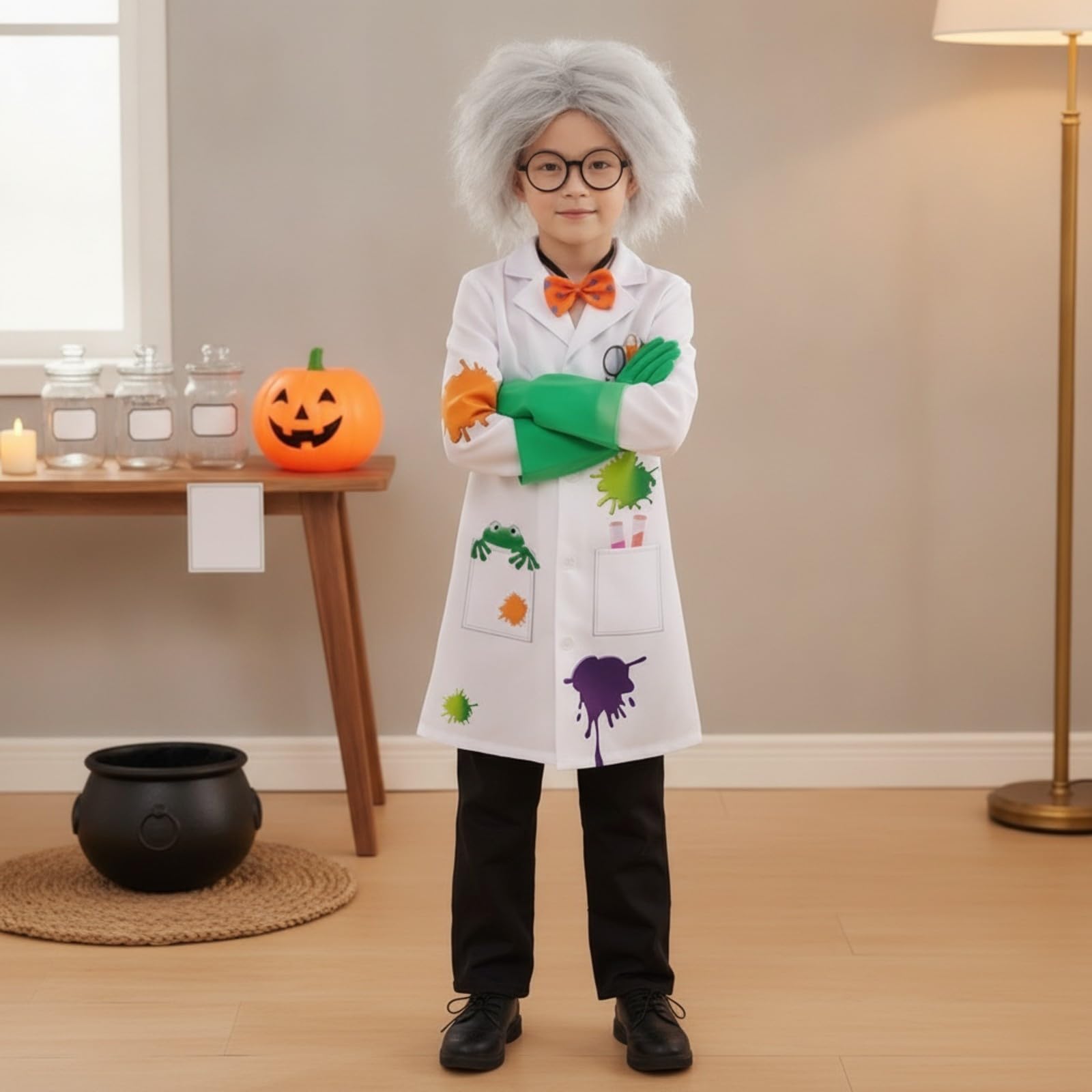 Set di Costumi da Scienziato Resistente Colorato, Travestimento, per Feste in Maschera, Recite Scolastiche, Bambini,