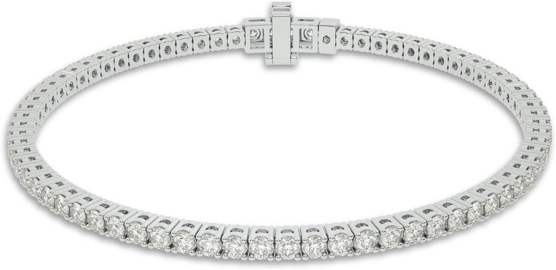 Lab Grown Diamond Tennis Bracelet for women| 7 Inches Real 10K White Gold 2 & 3 Carat Bracelet | Dazzling Diamond Jewelry Gift for Women