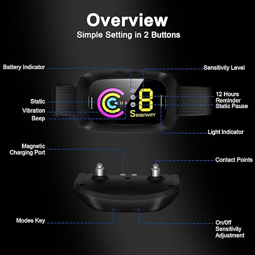 Miniatura 6 de Collar antiladridos para perros grandes, medianos y pequeños, collar automático antiladridos, collar antiladridos para perro, collar de