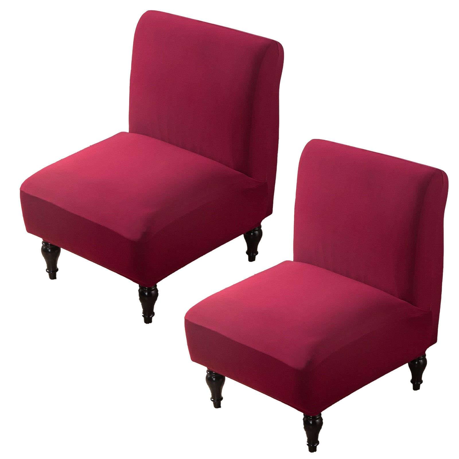 Funda para Sillón Sin Brazos VZXATYOP de 2 Piezas Elástica y Lavable Color Vino Rojo
