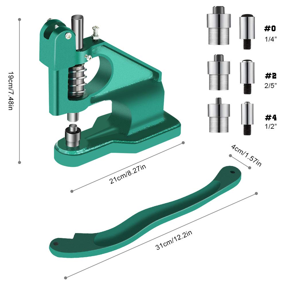 Máquina de Ojales Manual Cocoarm con 3 Matrices (6/10/12 mm) y 1500 Ojales, para Cortinas, Cinturones y Calzado