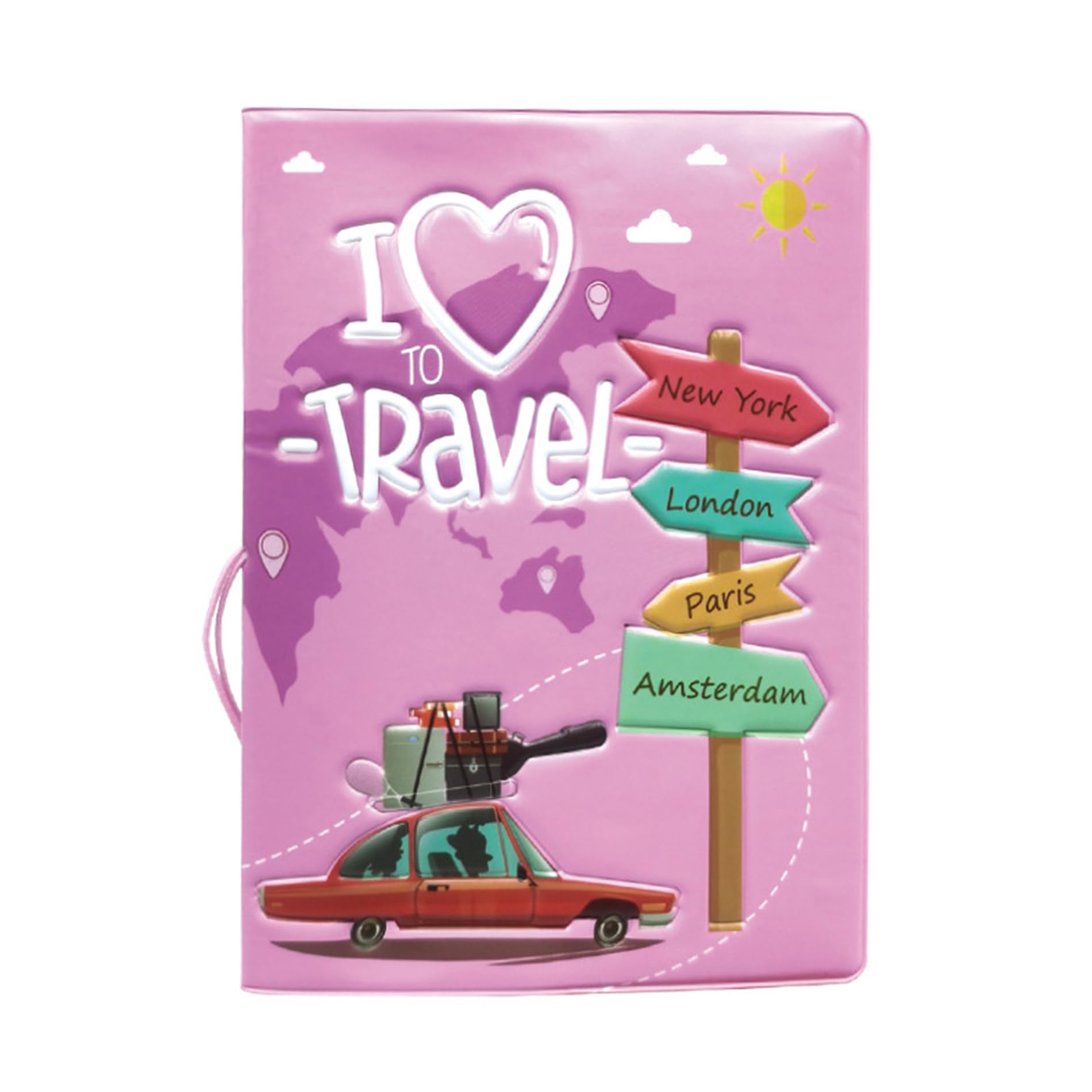 Passport Holder Cover Card RFID Protector with Elastic Band Travel Passport Case Wallet for Girl Men Women Boarding Pass(Pink)